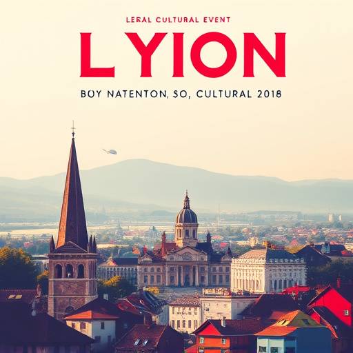 Maquette d'une affiche publicitaire pour un événement culturel à Lyon